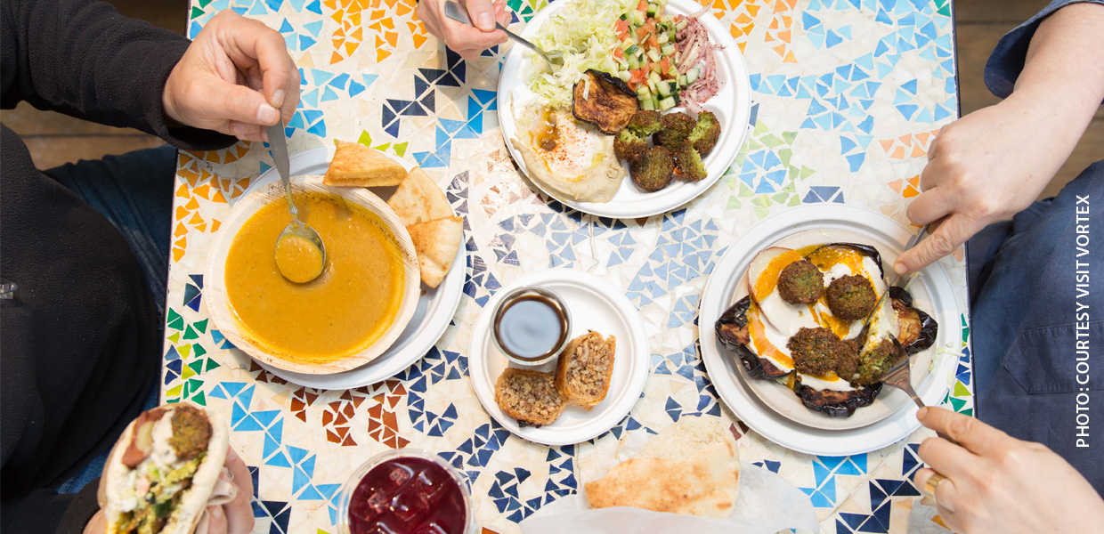 photo of several dishes at Aba's Falafel